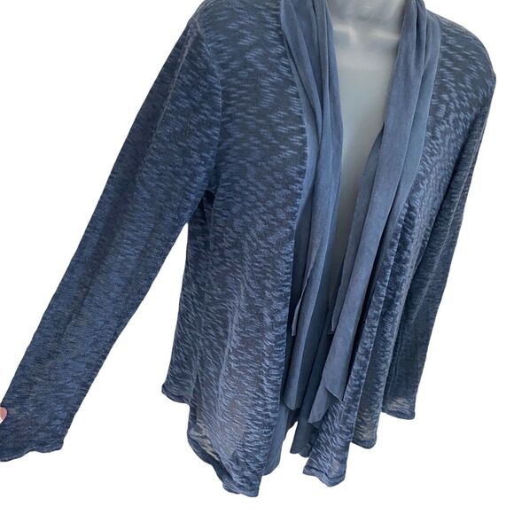 Lungo L'arno Medium Cardigan Sweater Blue Draped Open Front Thin - Picture 9 of 10